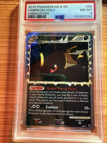 Pokémon Umbreon TCG Prime Undaunted Holo Card 86/90 PSA 8
