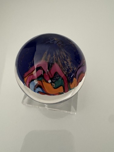 Vintage RARE Collectors DOUG SWEET millefiori Large Art glass sphere with stand - Picture 11 of 13