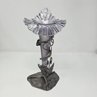Fenton Purple Single Horn Jack in Pulpit Vase Metal Leaf Vines Base Ribbed