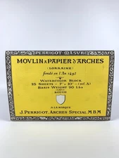 VTG Movlin A Papier d' Arches Watercolor Paper Block 7x10" 25 Sheets 90lb Rough