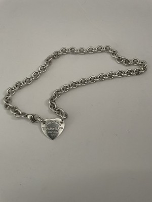 Please Return Tiffany & Co. Sterling Silver Center Heart Tag Chain