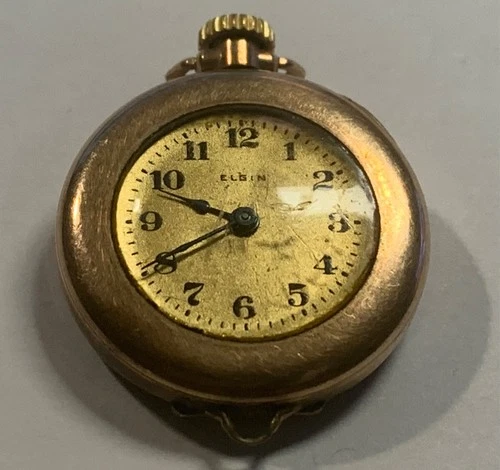 ANTIQUE ELGIN 10K GOLD FILLED SMALL POCKET WATCH - OPEN FACE - NON WORKING