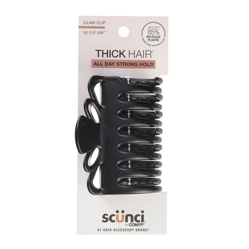 Scunci No-Slip Grip Claw Clip for Thick Hair Strong Hold Hair Clip Black 1-Count
