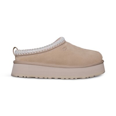 UGG TAZZ SAND SUEDE LINED SHEARLING MULE PLATFORM WOMEN'S SLIPPERS