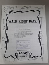 Walk Right Back  - Sheet Music