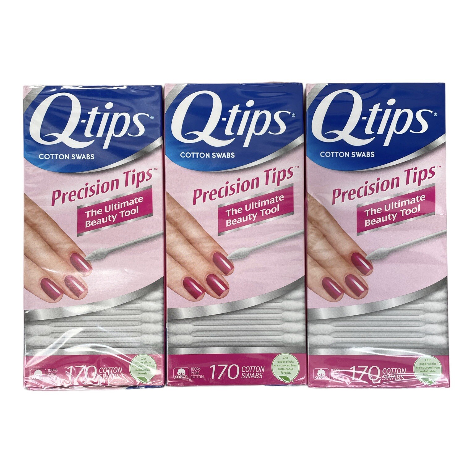 Sharp Q Tips Lot of 3 Q Tips Precision 100% Pure Cotton Swabs 510 total Manicure ...