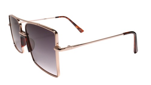 Edle High-End moderne stilvolle raffinierte quadratische Damen-Sonnenbrille mit goldfarbenem Gestell - Bild 2 von 4