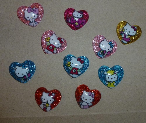 10 corazones, botones, chincherías de gatito con brillo imanes - Imagen 3 de 3