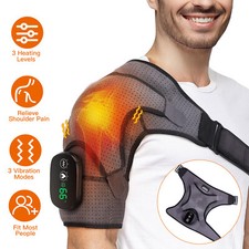 Men Heated Left Right Shoulder Brace Wrap Electric Heating Pad for Pain Relief