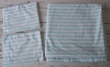 Pottery Barn Kids Twin Duvet Cover 2 Shams Aqua/White Stripe 100 Organic Cotton