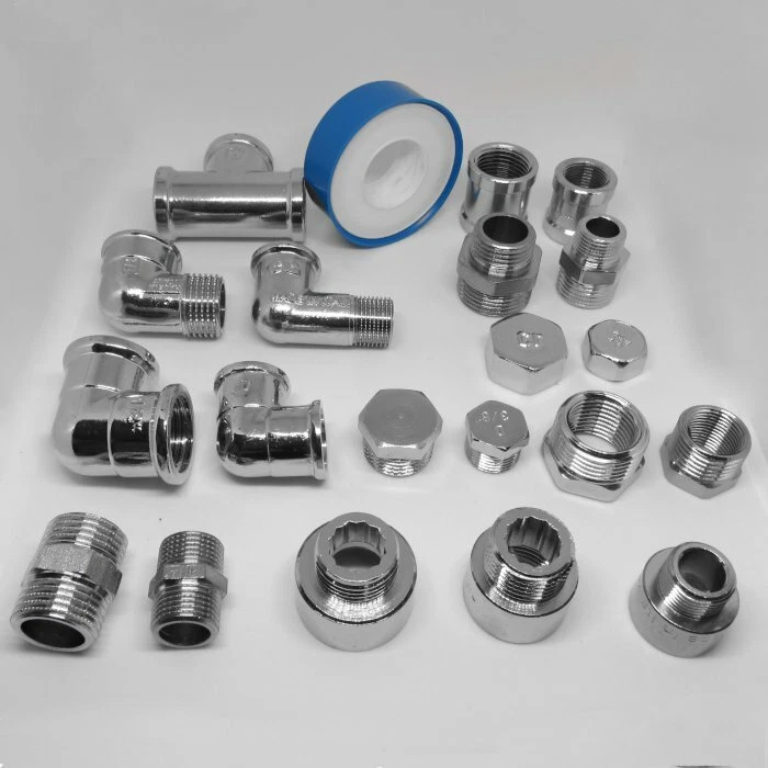 Raccorderia raccordi idraulici in ottone cromato filettati per acqua 3/8 1/2 3/4