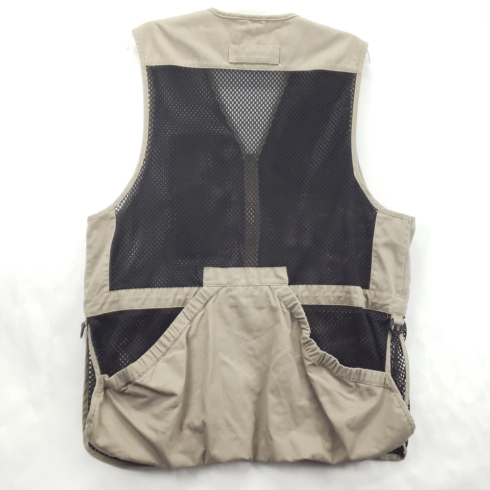 Game Winner Hunting Vest Mens XL Beige Black Shooting Padded Pockets Full Zip - Image 2 of 4