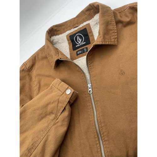 Volcom Palm Drive Canvas Jacket Mens Large Brown Fleece Sherpa Lined Outdoors