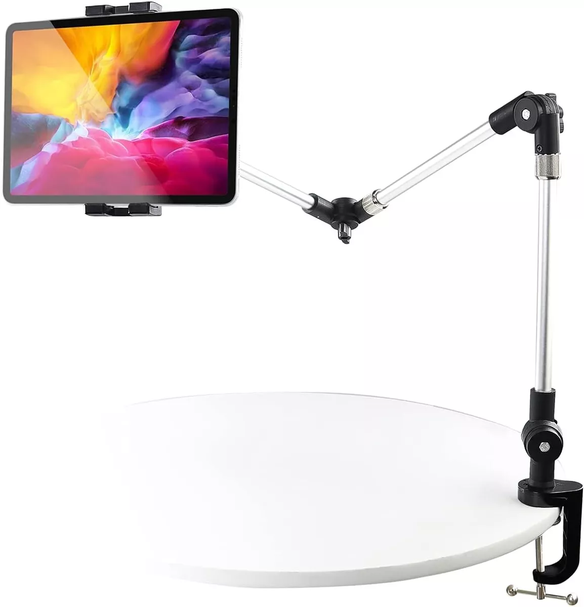 woleyi Metal Long Arm Tablet Holder Adjustable iPad Mount Stand
