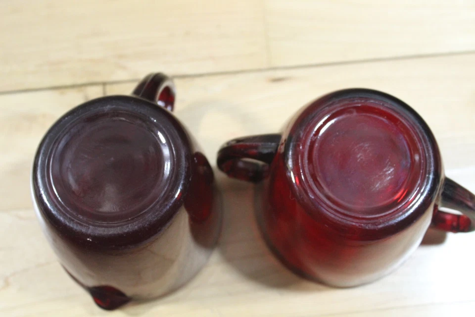Vintage Glass Cream and Sugar Set Sets Ruby Red Creamer - Image 4 of 4