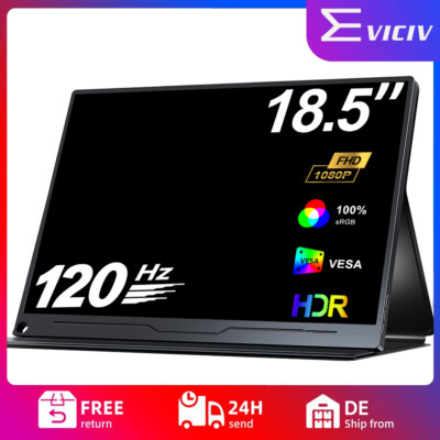 EVICIV 18,5-Zoll Tragbarer Monitor IPS USB-C & HDMI | 120HZ | VESA kompatibel AA