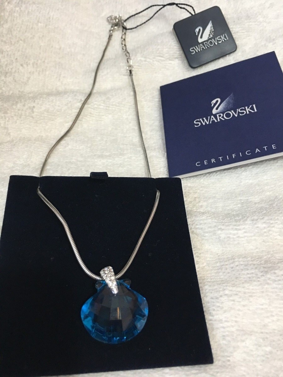 Swarovski Crystal Necklace Blue Scallop Clam Shell Pendant 856128