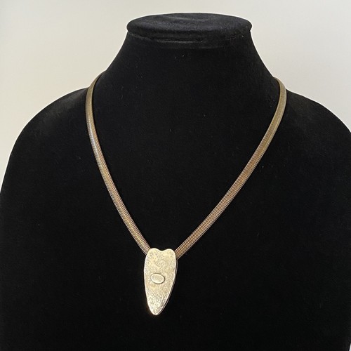 Baer SF Necklace Heart Textured Handcrafted Mixed Metals Modernist 20”+4” - Picture 7 of 12
