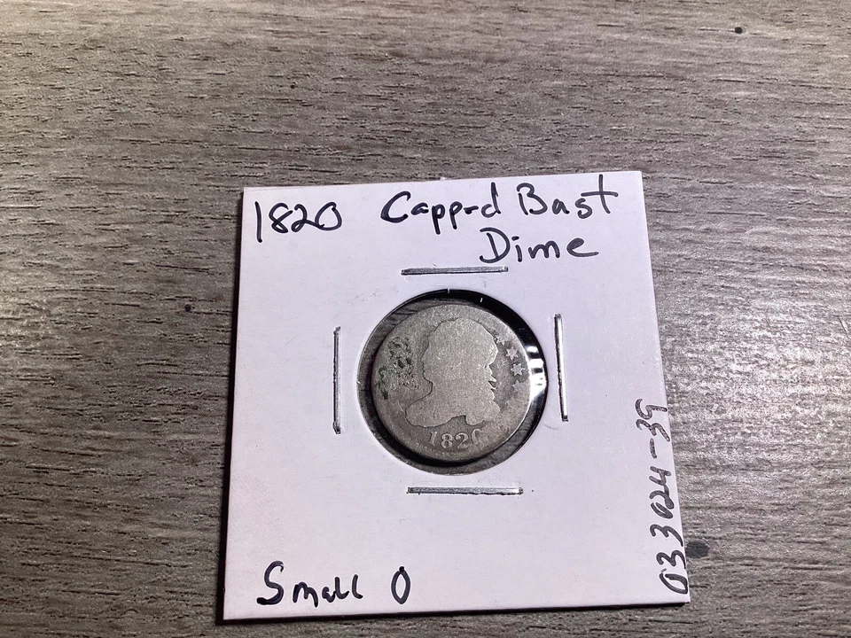 Серебряная монета номиналом 10 центов 1820 с крышкой большого типа с широкой каймой маленькая 0 дата 033024 39ae - Изображение 2 из 4