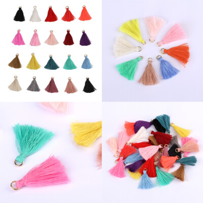 US 100Pc Mini Tassels One Inch Threaded Silk Pendants with Ring for Jewelry