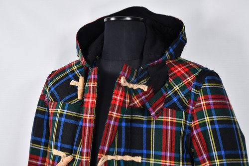 Gloverall X Lochcarron Tartan Check Stewart Black Insulated Duffle Coat size M - Picture 8 of 13