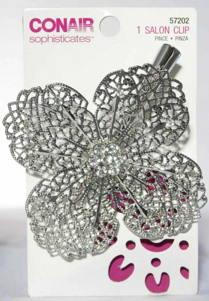 3 Conair Sophisticates Modern Glam Salon Clips Flower Silver/Rose Gold/Pewter - Image 4 of 4