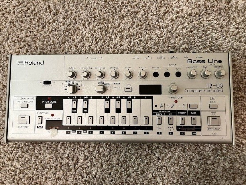 Roland TB-03 Boutique Bass Line Synthesizer, Used to record