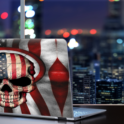 Skin USA Military Skull Pour PC Portable 14 Pouces - Vinyle Américain Murica