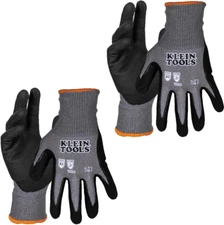 Work Gloves, Knit Dipped Cut Resistant, Nitrile Coated, HPPE Fabric, Large, 2-Pa