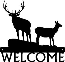 Elk Bull and Cow Welcome Sign - Made in America - Outdoor Decor - Made in the US