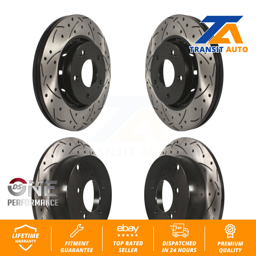 Front Rear Coated Drilled Slotted Disc Brake Rotors Kit For Mitsubishi