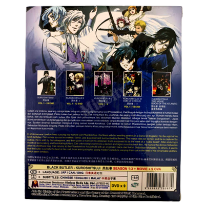 DVD Anime Black Butler Kuroshitsuji Season 1-3 (1-46End + Movie +9 OVA)  English