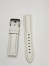 20mm White Genuine Leather Watch Band - USA