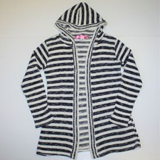 Say What Girl's Open Front Hooded Striped Cardigan Sweater in size Small 10-12
