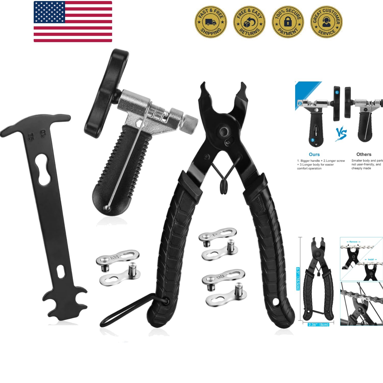 Bike Chain Repair Tool kit - Bicycle Chain Breaker Tool, Mas