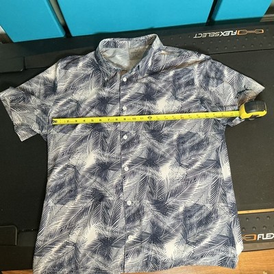 PUMA Tournament Edition 2020Palms Button Down Golf Polo Shirt Large,Blue White