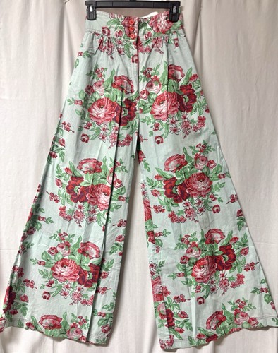 RARE Vintage Betsey Johnson Alley Cat 1970’s Light Blue Floral Pants Size 7/8