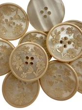 10PC Khaki Flower & Leave Resin Buttons Sewing Crafts Flat Back Buttons 25mm