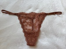 Victoria's Secret Panties V String Thong Panty Dream Angels Brown Lace Medium M