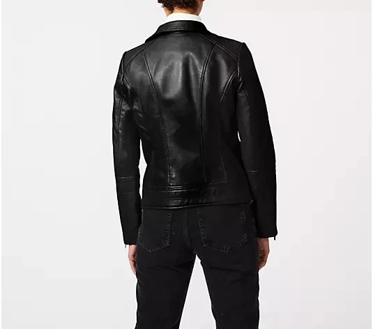 Bernardo Relaxed Genuine Leather Jacket, Black Large A651731 - Image 3 of 4