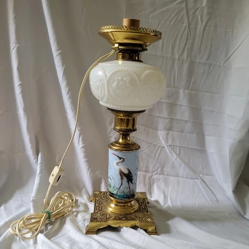 Victorian Banquet Parlor Oil Lamp Electrified  No Glass Hurricane Crane Works