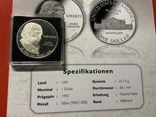 USA 1 Dollar 1993 Silber PP - James Madison (2)