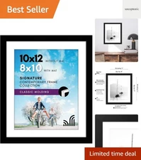 Sleek Black Photo Frame - 10x12 with Shatter-Resistant Glass for Modern Spaces