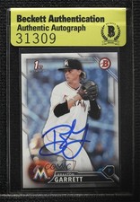 BAS 2016 Bowman Draft Picks Braxton Garrett #BD-10 Beckett Auth Sticker Auto ur8