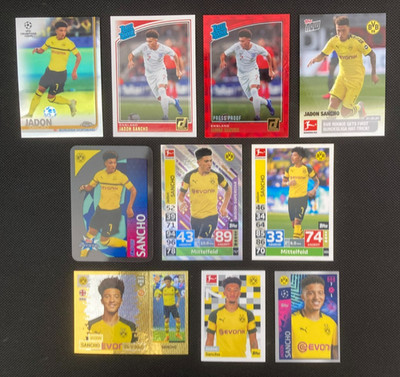 Topps Panini 2019/20 10 x verschiedene Jadon Sancho Dortmund RC Rookie Cards