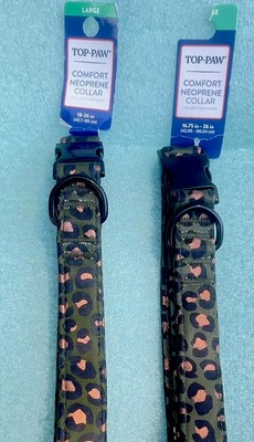Top Paw Adjustable Dog Collar   Green Gold Cheetah Size :Large