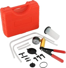 2 in 1 Brake Bleeder Kit with Hand Held Vacuum Pump Tester 16PCS Brake Red
