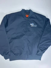 Red Kap Mechanic Work Jacket Embroidered Navy Blue Quilted Lining Mens Size L