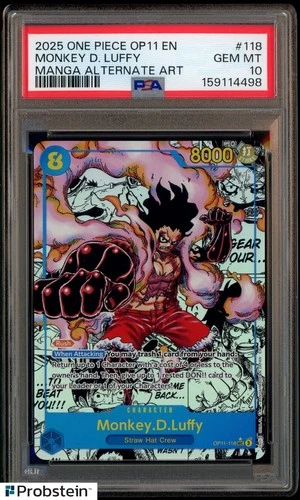 2025 One Piece OP11 En Manga Alternate Art #118 Monkey D. Luffy PSA 10 GEM MINT