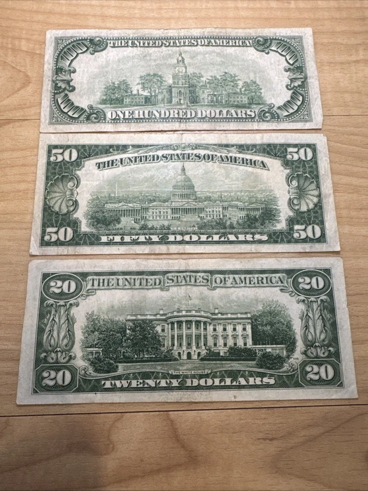 1934 D 100 Dollar, 1950 D 50 Dollar, 1950 D Dollar Bills Federal Reserve Notes! - Image 4 of 4